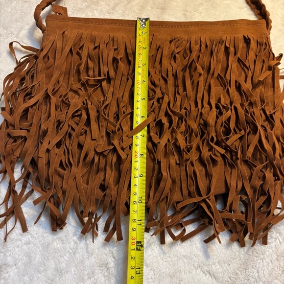 Shoulder Bag Fringe Camel Brown Suede-like material Soft Like New - Picture 14 of 14